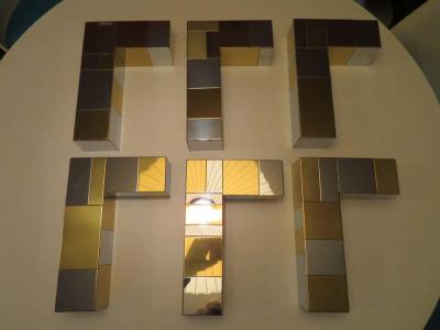 Paul Evans Set Paul Evans for Directional Chrome Brass Cityscape Shelf Brackets Console