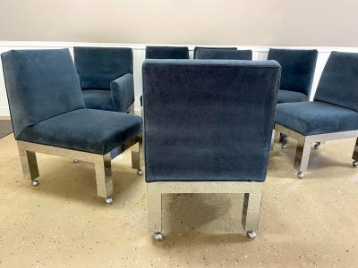 Paul Evans Set of Eight Chrome Cityscape Dining Chairs by Paul Evans for Directional