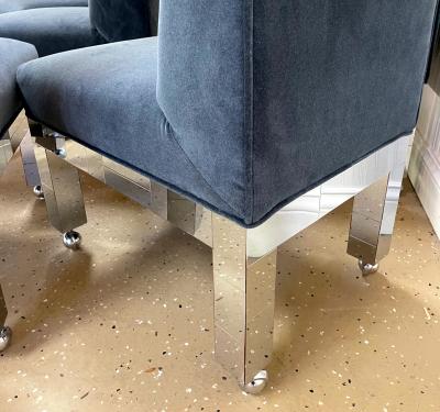 Paul Evans Set of Eight Chrome Cityscape Dining Chairs by Paul Evans for Directional