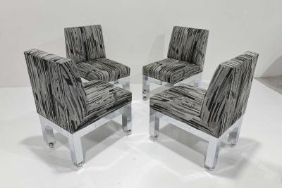 Paul Evans Set of Four Chrome Cityscape Dining Chairs by Paul Evans for Directional