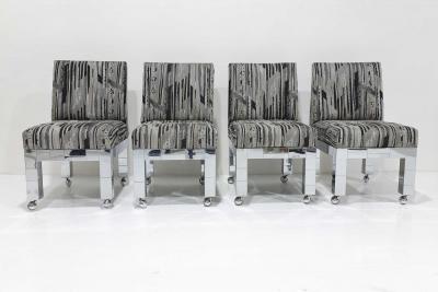 Paul Evans Set of Four Chrome Cityscape Dining Chairs by Paul Evans for Directional
