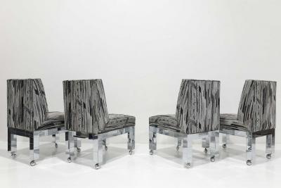 Paul Evans Set of Four Chrome Cityscape Dining Chairs by Paul Evans for Directional