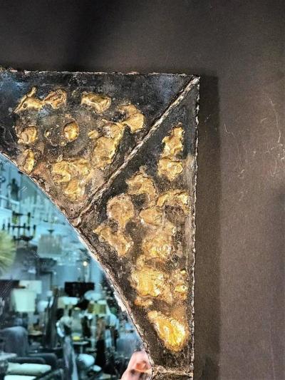 Paul Evans Textured Brutalist Elongated Diamond Shaped Mirror in the Manner of Paul Evans