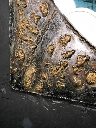 Paul Evans Textured Brutalist Elongated Diamond Shaped Mirror in the Manner of Paul Evans