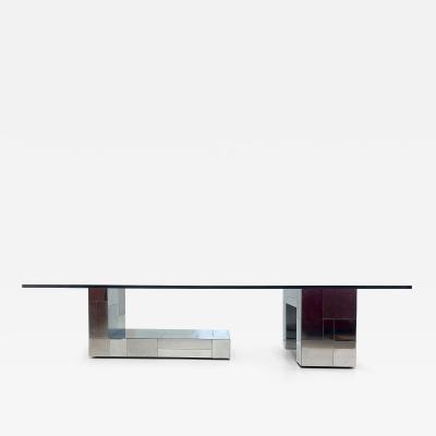 Paul Evans Vintage Chrome Paul Evans Cityscape Tiled Coffee Table Original Glass Top