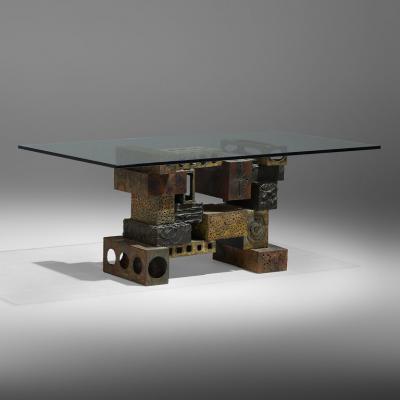 Paul Evans WELDED POLYCHROMED AND PATINATED STEEL SKYLINE DINING TABLE BY PAUL EVANS