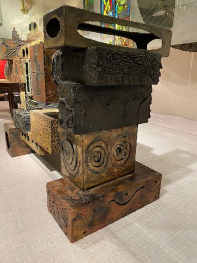 Paul Evans WELDED POLYCHROMED AND PATINATED STEEL SKYLINE DINING TABLE BY PAUL EVANS