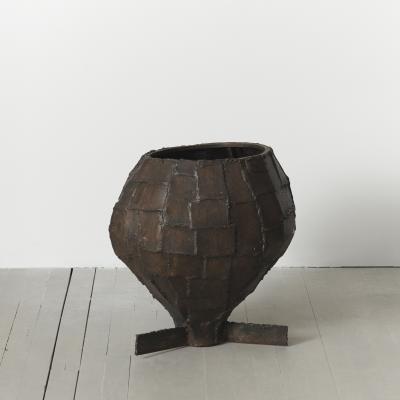 Paul Evans Welded Patchwork Steel Urn USA c 1970 s