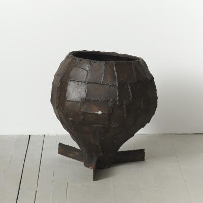 Paul Evans Welded Patchwork Steel Urn USA c 1970 s