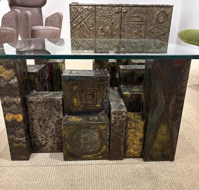 Paul Evans Welded Polychrome Steel Skyline Coffee Table by Paul Evans