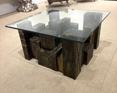 Paul Evans Welded Polychrome Steel Skyline Coffee Table by Paul Evans