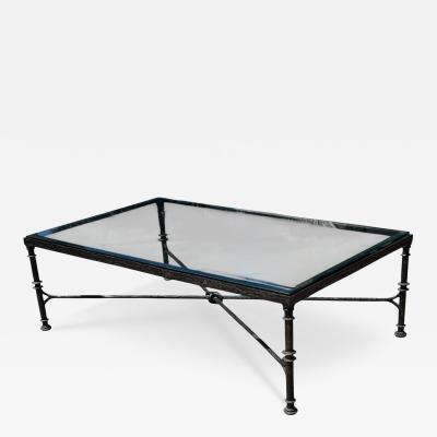 Paul Ferrante Diego Giacometti Painted Wrought Iron Cocktail Table With Glass by Paul Ferrante