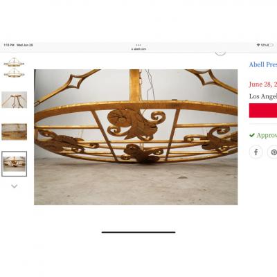 Paul Ferrante Huge Paul Ferrante Art Deco Gilt Metal Oval Chandelier