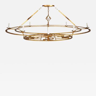 Paul Ferrante Huge Paul Ferrante Art Deco Gilt Metal Oval Chandelier