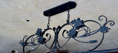 Paul Ferrante Monumental Hand Forged Iron Kitchen or Billiard Chandelier by Paul Ferrante