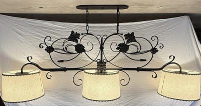 Paul Ferrante Monumental Hand Forged Iron Kitchen or Billiard Chandelier by Paul Ferrante