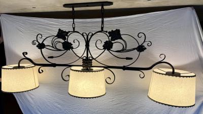 Paul Ferrante Monumental Hand Forged Iron Kitchen or Billiard Chandelier by Paul Ferrante