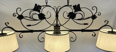 Paul Ferrante Monumental Hand Forged Iron Kitchen or Billiard Chandelier by Paul Ferrante