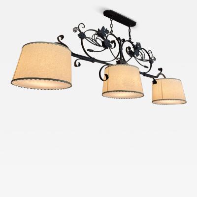 Paul Ferrante Monumental Hand Forged Iron Kitchen or Billiard Chandelier by Paul Ferrante