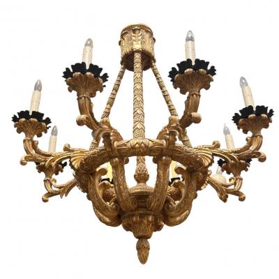 Paul Ferrante Paul Ferrante 18c Style Medici Italian Giltwood Chandelier