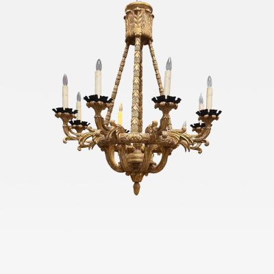 Paul Ferrante Paul Ferrante 18c Style Medici Italian Giltwood Chandelier
