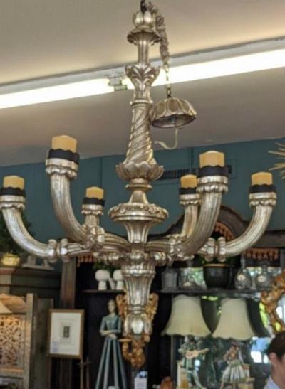 Paul Ferrante Paul Ferrante Celestial 6 Arm Giltwood Chandelier