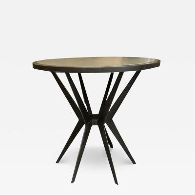 Paul Ferrante Paul Ferrante Modern Bronze Leather Round Side or End Table