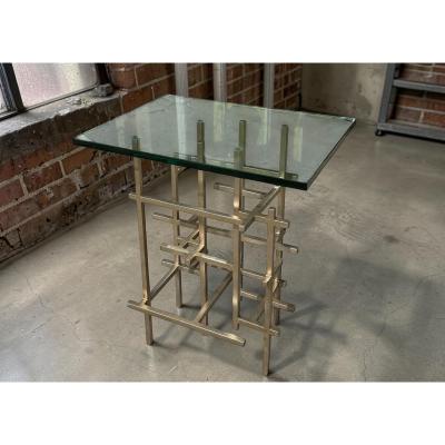 Paul Ferrante Paul Ferrante Mondrian Silver Gilt Metal Side Table
