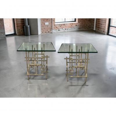 Paul Ferrante Paul Ferrante Mondrian Silver Gilt Metal Side Table