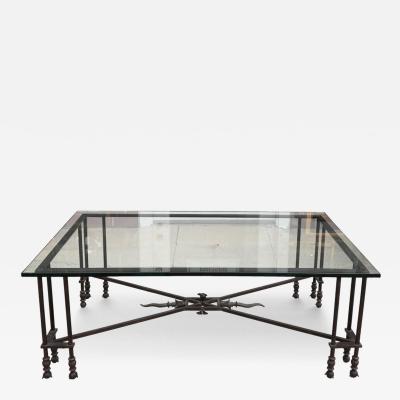 Paul Ferrante Paul Ferrante Wrought Iron Glass Cocktail Coffee Table