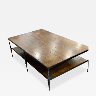 Paul Ferrante Paul Ferrante Wrought Iron Walnut Rustic Coffee Table