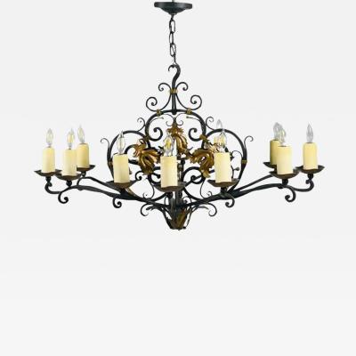 Paul Ferrante Wrought Iron Gold Gilt Chandelier by Paul Ferrante USA 2016