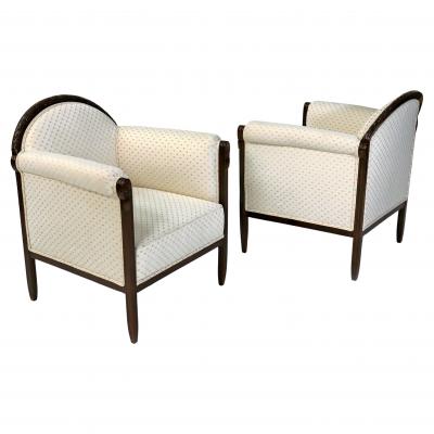 Paul Follot Art Deco Pair of Club Chairs