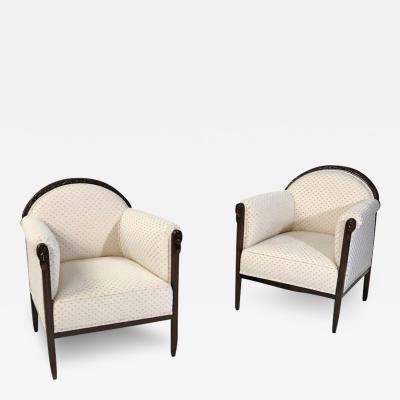 Paul Follot Art Deco Pair of Club Chairs