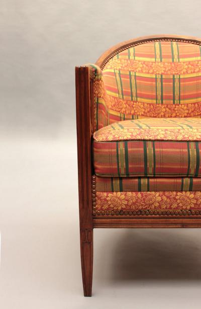 Paul Follot Pair of Fine French Art Deco Mahogany Armchairs by Paul Follot