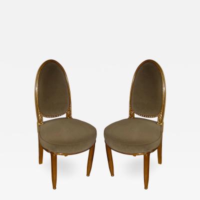 Paul Follot Paul Follot Carved Wood Gilded Pair of Chairs