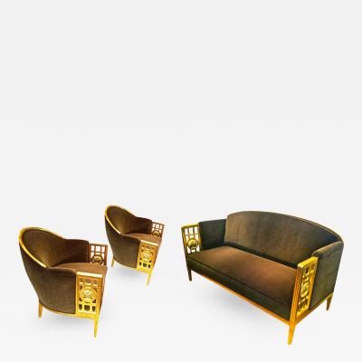 Paul Follot Paul Follot Exceptionnal Three Piece Set in Gold Leaf Carved Wood