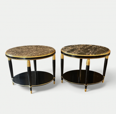 Paul Follot Paul Follot Pair of Black Lacquer and Gilded side Tables