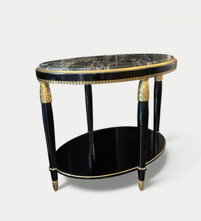 Paul Follot Paul Follot Pair of Black Lacquer and Gilded side Tables