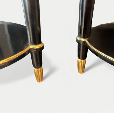 Paul Follot Paul Follot Pair of Black Lacquer and Gilded side Tables