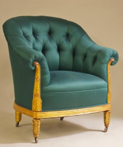 Paul Follot Paul Follot Pair of Gilt Sculpted Club Chairs