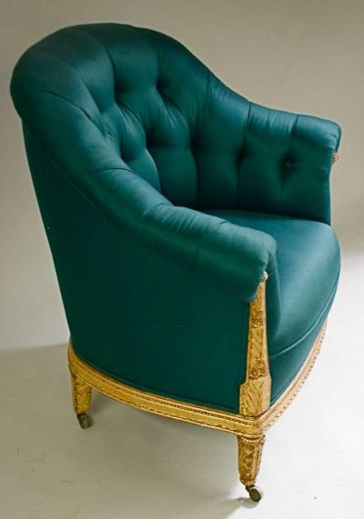 Paul Follot Paul Follot Pair of Gilt Sculpted Club Chairs
