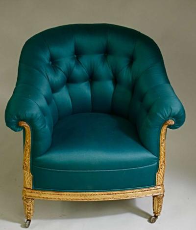 Paul Follot Paul Follot Pair of Gilt Sculpted Club Chairs