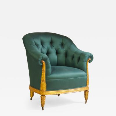 Paul Follot Paul Follot Pair of Gilt Sculpted Club Chairs