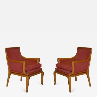 Paul Follot Paul Follot Pair of Inlaid Armchairs