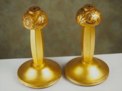 Paul Follot Paul Follot Pair of Small Gilt Bronze Table Lamps 1586