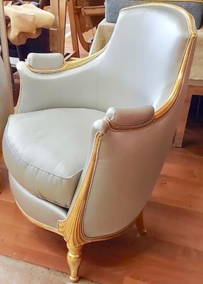 Paul Follot Paul Follot early Art Deco pair of gold leaf carved frame chairs