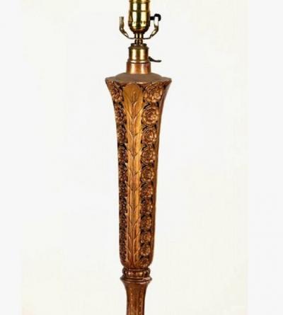Paul Follot Paul Follot gilt sculpted wood floor lamp