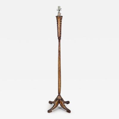 Paul Follot Paul Follot gilt sculpted wood floor lamp