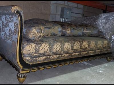 Paul Follot Paul Follot three place sofa settee in lacquer and gilt